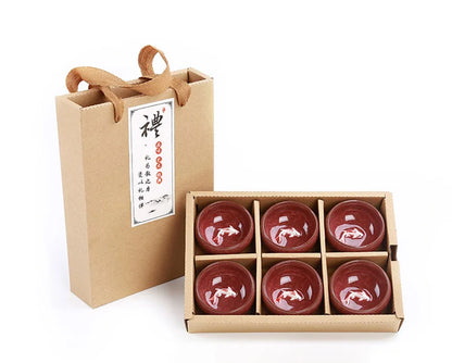Gift Package 6pcs 3D Golden Fish China tea cup set,Kung Fu Tea Set Crackle Glaze Travel Tea Bowl Chinese Teacup Sets