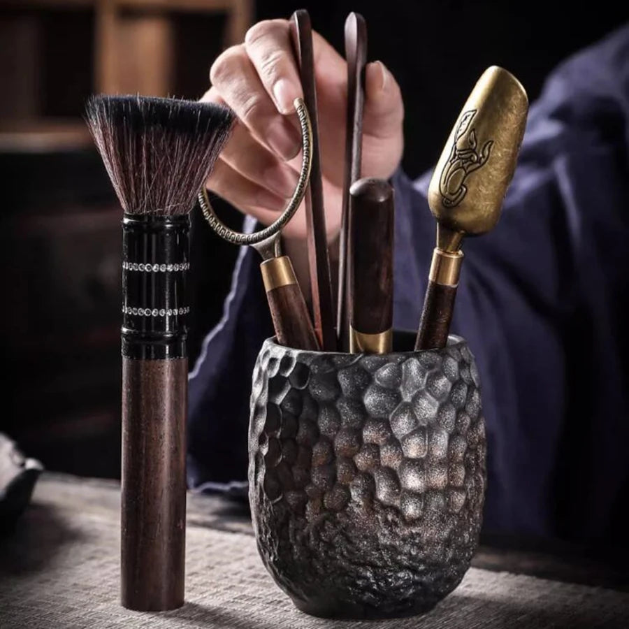 Gilded Iron Glaze Tea Ceremony Set, Six Gentlemen Set Accessories, Tea Drinking Supplies, Clip Brush, Tea Making Tool