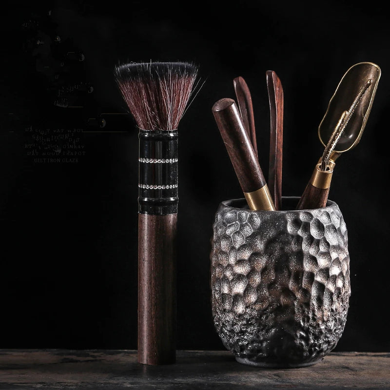 Gilded Iron Glaze Tea Ceremony Set, Six Gentlemen Set Accessories, Tea Drinking Supplies, Clip Brush, Tea Making Tool