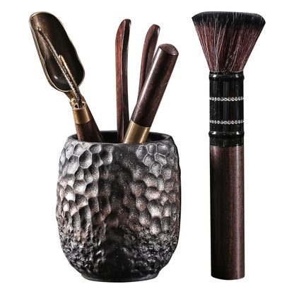 Gilded Iron Glaze Tea Ceremony Set, Six Gentlemen Set Accessories, Tea Drinking Supplies, Clip Brush, Tea Making Tool