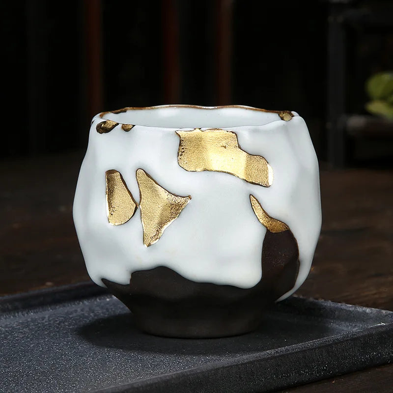 Gilded Kung Fu Tea Set Mug Japanese Stoneware Espresso Cup Ceramic Master Mug Coffee Drinkware Kitchen Dining Bar Home Garden