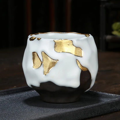 Gilded Kung Fu Tea Set Mug Japanese Stoneware Espresso Cup Ceramic Master Mug Coffee Drinkware Kitchen Dining Bar Home Garden