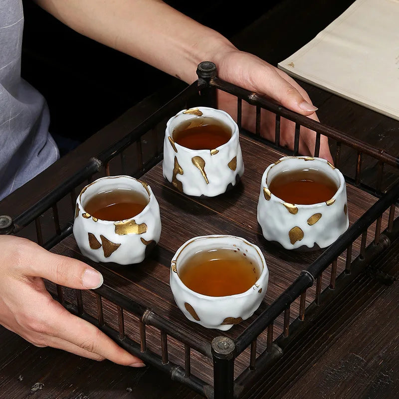 Gilded Kung Fu Tea Set Mug Japanese Stoneware Espresso Cup Ceramic Master Mug Coffee Drinkware Kitchen Dining Bar Home Garden