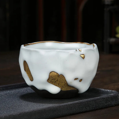 Gilded Kung Fu Tea Set Mug Japanese Stoneware Espresso Cup Ceramic Master Mug Coffee Drinkware Kitchen Dining Bar Home Garden