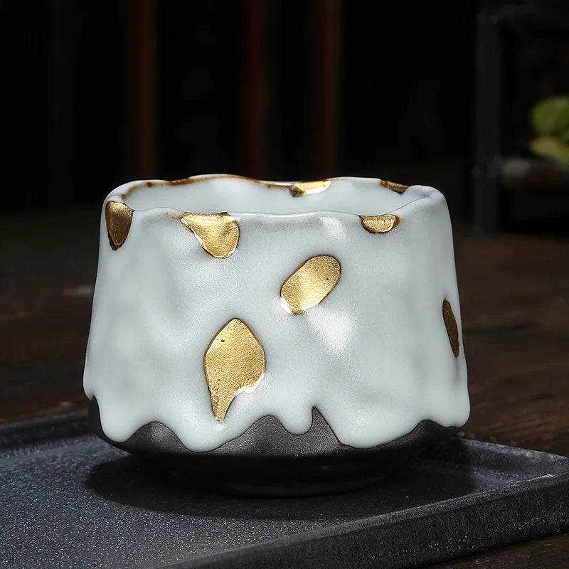 Gilded Kung Fu Tea Set Mug Japanese Stoneware Espresso Cup Ceramic Master Mug Coffee Drinkware Kitchen Dining Bar Home Garden