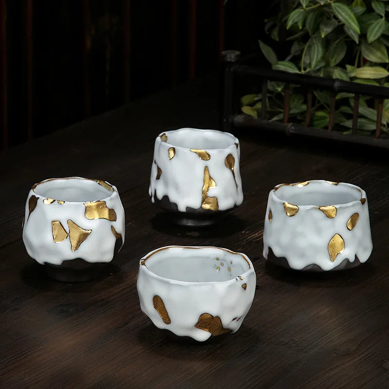 Gilded Kung Fu Tea Set Mug Japanese Stoneware Espresso Cup Ceramic Master Mug Coffee Drinkware Kitchen Dining Bar Home Garden