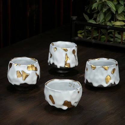 Gilded Kung Fu Tea Set Mug Japanese Stoneware Espresso Cup Ceramic Master Mug Coffee Drinkware Kitchen Dining Bar Home Garden