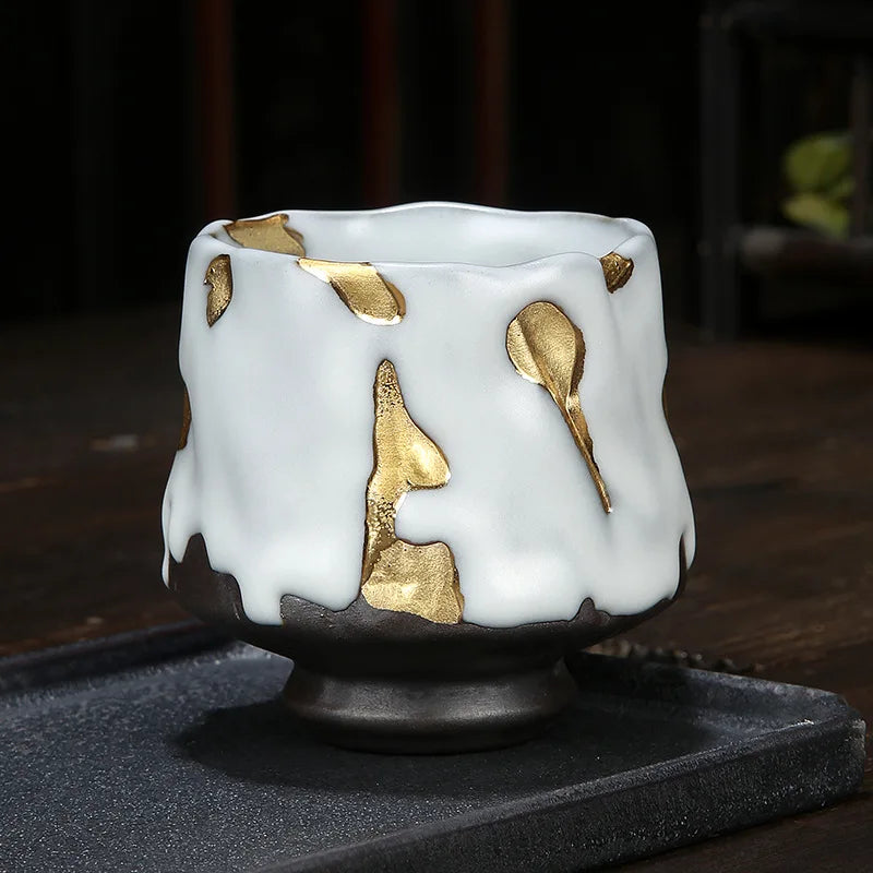 Gilded Kung Fu Tea Set Mug Japanese Stoneware Espresso Cup Ceramic Master Mug Coffee Drinkware Kitchen Dining Bar Home Garden