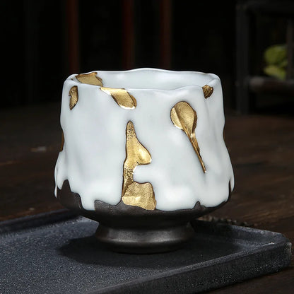 Gilded Kung Fu Tea Set Mug Japanese Stoneware Espresso Cup Ceramic Master Mug Coffee Drinkware Kitchen Dining Bar Home Garden