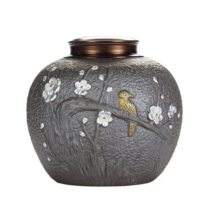 Gilding Japanese Retro Tea Pot Sealed Tank Stoneware Wake up Tea Container Pu'er Tea Packing Box Large Household