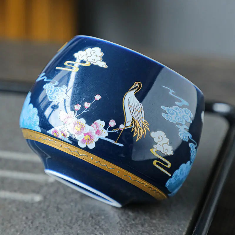 Gilt Silver Tea Cup Ceramic Teacup Enamel Silver Tea Cup Chinese Kung Fu Tea Set Colorful Master Cup Gift Box