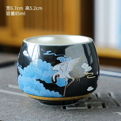 Gilt Silver Tea Cup Ceramic Teacup Enamel Silver Tea Cup Chinese Kung Fu Tea Set Colorful Master Cup Gift Box