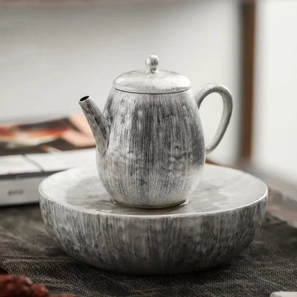 Gilt Silver Teapot Tea Pot Japanese Style Brushed Silver Ceramics Filter Kettle Household Kung Fu Tea Set Teaware Kitchen Dining