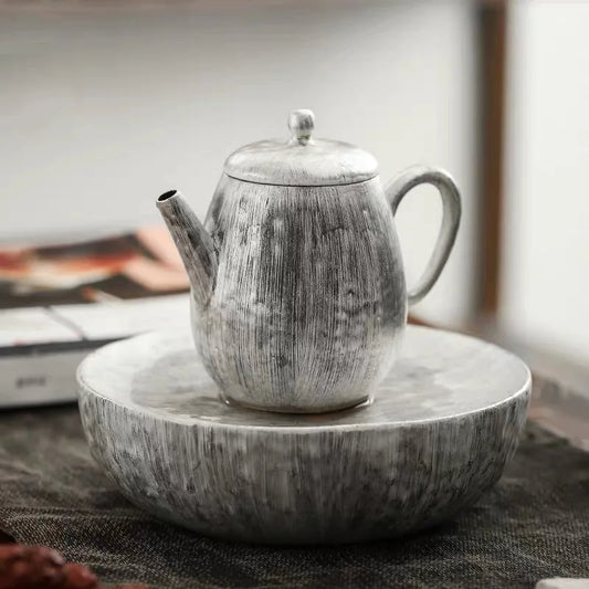 Gilt Silver Teapot Tea Pot Japanese Style Brushed Silver Ceramics Filter Kettle Household Kung Fu Tea Set Teaware Kitchen Dining