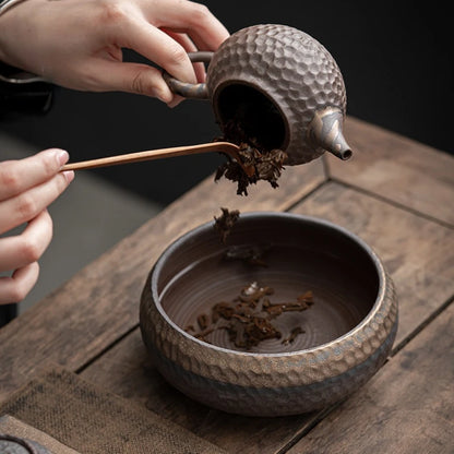 Gilt stoneware tea washing retro ceramic waste water tank iron glaze water Meng Kungfu tea set accessories bowl type Jianshui