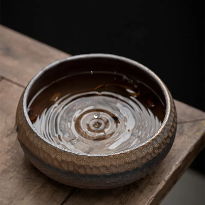 Gilt stoneware tea washing retro ceramic waste water tank iron glaze water Meng Kungfu tea set accessories bowl type Jianshui