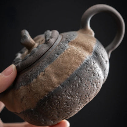Gilt stoneware teapot retro tea maker ceramic kiln, Kungfu set single pot, Japanese style simple trumpet pitcher