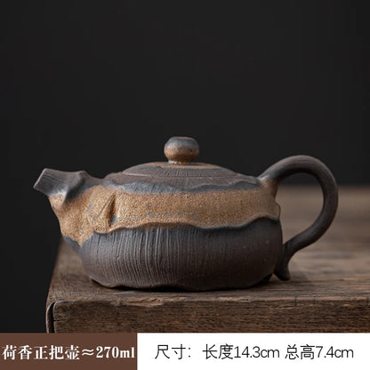 Gilt stoneware teapot retro tea maker ceramic kiln, Kungfu set single pot, Japanese style simple trumpet pitcher