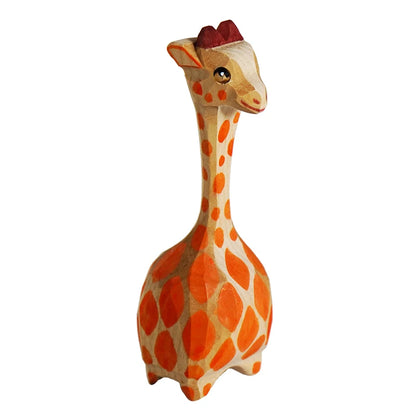 Giraffe handmade wood carving small ornaments, office computer desktop decoration, handmade crafts, cute cartoon good items