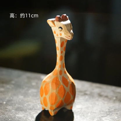 Giraffe handmade wood carving small ornaments, office computer desktop decoration, handmade crafts, cute cartoon good items