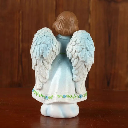 Girl Angel Statues Sculpture Decoration Pink Blue Figurines Religious Gift Desktop Cute European Retro Praying Reading Book