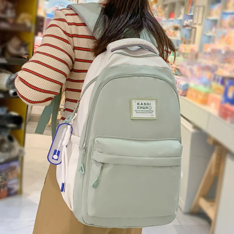 Girl Boy Green Leisure School Bag Men Women High Capacity College Backpack Lady New Laptop Student Fashion Female Travel BookBag