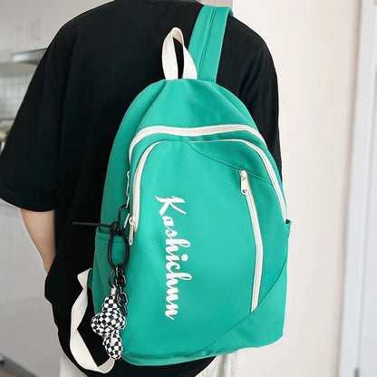 Girl Boy Nylon Green School Bag Trendy Ladies Men Laptop Backpack Fashion Female Travel Book Bag Male Women College Backpack New