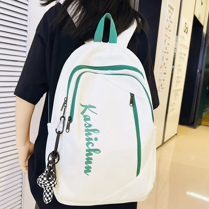 Girl Boy Nylon Green School Bag Trendy Ladies Men Laptop Backpack Fashion Female Travel Book Bag Male Women College Backpack New