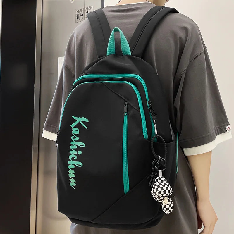 Girl Boy Nylon Green School Bag Trendy Ladies Men Laptop Backpack Fashion Female Travel Book Bag Male Women College Backpack New