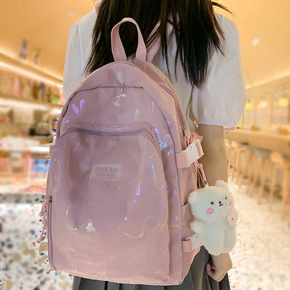 Girl Color Travel School Bag Women Nylon Student Backpack Trendy Ladies Leisure Book Bags Female Laptop College Backpack Fashion