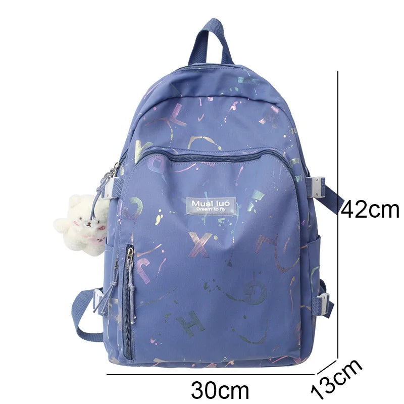 Girl Color Travel School Bag Women Nylon Student Backpack Trendy Ladies Leisure Book Bags Female Laptop College Backpack Fashion