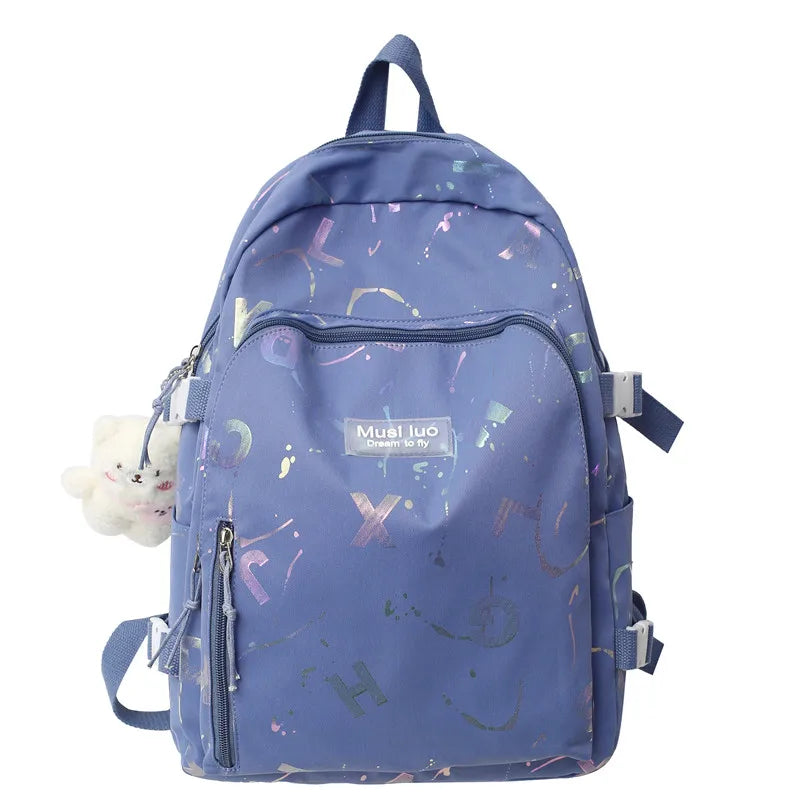 Girl Color Travel School Bag Women Nylon Student Backpack Trendy Ladies Leisure Book Bags Female Laptop College Backpack Fashion