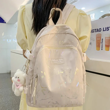 Girl Color Travel School Bag Women Nylon Student Backpack Trendy Ladies Leisure Book Bags Female Laptop College Backpack Fashion