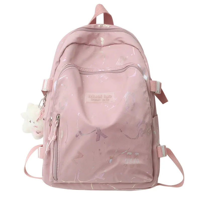 Girl Color Travel School Bag Women Nylon Student Backpack Trendy Ladies Leisure Book Bags Female Laptop College Backpack Fashion