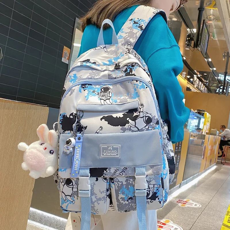 Girl Cool Camouflage Cartoon Travel Bag Fashion Ladies Graffiti Laptop Backpack Women Kawaii Bag Trendy Female College Backpacks