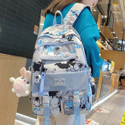Girl Cool Camouflage Cartoon Travel Bag Fashion Ladies Graffiti Laptop Backpack Women Kawaii Bag Trendy Female College Backpacks
