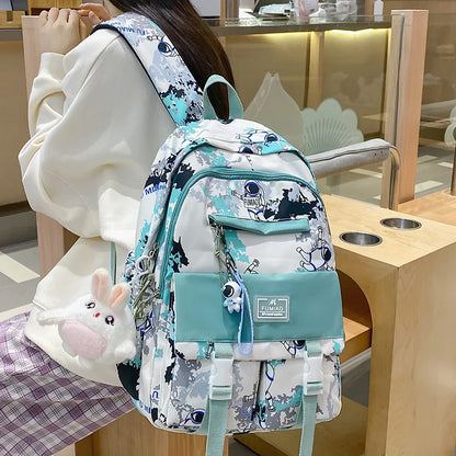 Girl Cool Camouflage Cartoon Travel Bag Fashion Ladies Graffiti Laptop Backpack Women Kawaii Bag Trendy Female College Backpacks