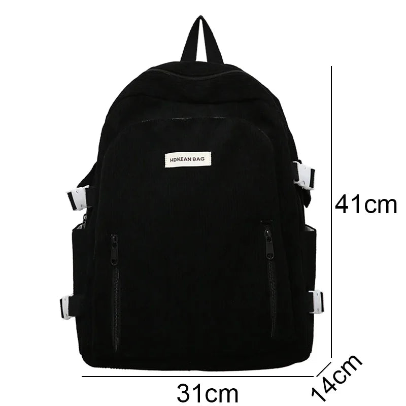 Girl Corduroy White Leisure College Backpack Female Cute University Backpack Women Laptop School Bag Fashion Lady Travel BookBag