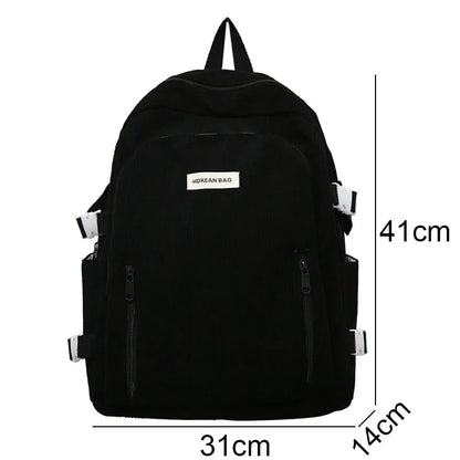 Girl Corduroy White Leisure College Backpack Female Cute University Backpack Women Laptop School Bag Fashion Lady Travel BookBag