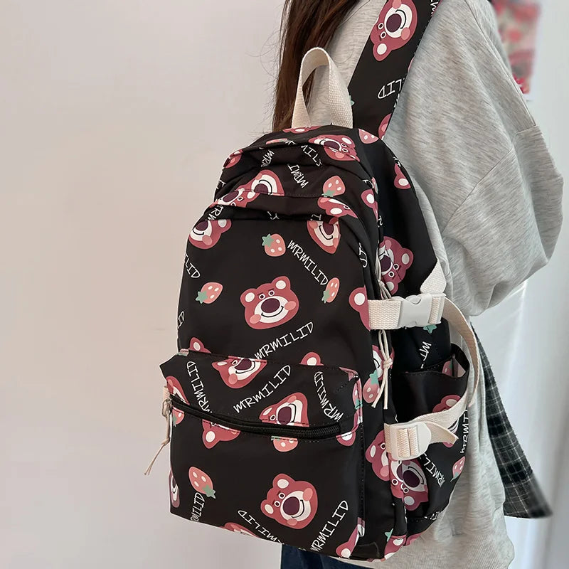 Girl Cute Cartoon Printing Travel Book Ladies Waterproof College Backpack Kawaii Women School Bag Fashion Laptop Female Book Bag