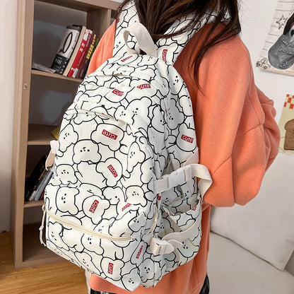 Girl Cute Cartoon Printing Travel Book Ladies Waterproof College Backpack Kawaii Women School Bag Fashion Laptop Female Book Bag