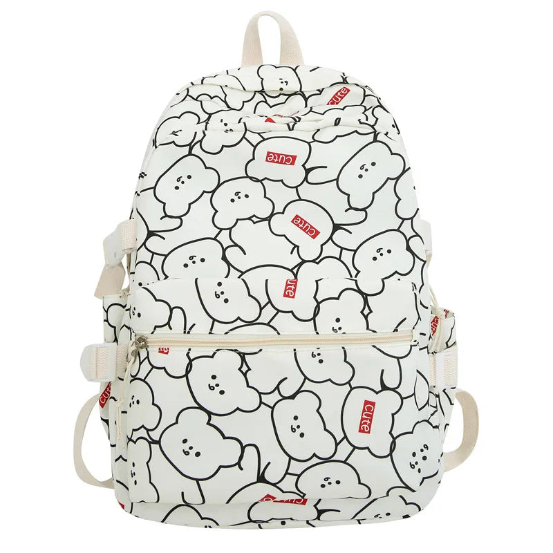 Girl Cute Cartoon Printing Travel Book Ladies Waterproof College Backpack Kawaii Women School Bag Fashion Laptop Female Book Bag