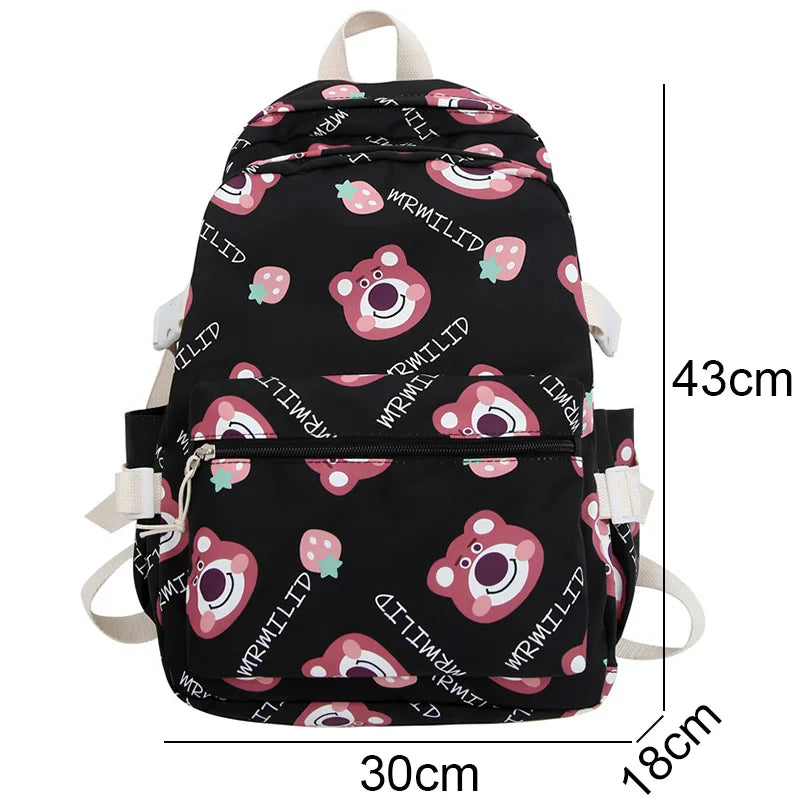Girl Cute Cartoon Printing Travel Book Ladies Waterproof College Backpack Kawaii Women School Bag Fashion Laptop Female Book Bag