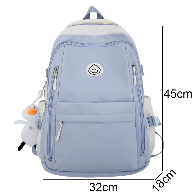 Girl Cute Red Travel School Bag Lady Leisure Trendy Women Nylon Laptop Book Bag Fashion Female Cool Student College Backpack New
