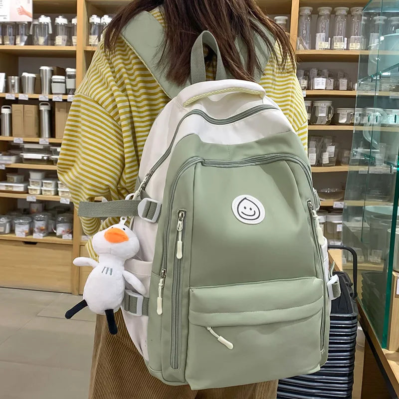 Girl Cute Red Travel School Bag Lady Leisure Trendy Women Nylon Laptop Book Bag Fashion Female Cool Student College Backpack New