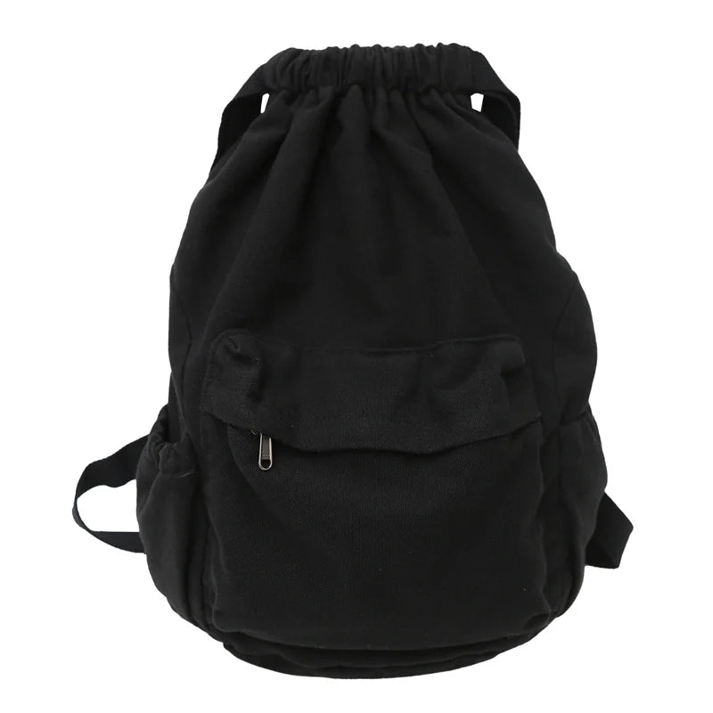 Girl Drawstring Canvas School Bag Cool White Women Travel Backpack Female Trendy Book Bag Ladies Laptop College Backpack Fashion