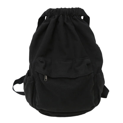 Girl Drawstring Canvas School Bag Cool White Women Travel Backpack Female Trendy Book Bag Ladies Laptop College Backpack Fashion