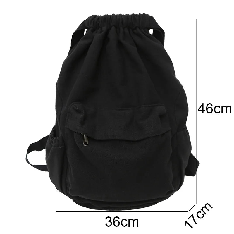 Girl Drawstring Canvas School Bag Cool White Women Travel Backpack Female Trendy Book Bag Ladies Laptop College Backpack Fashion