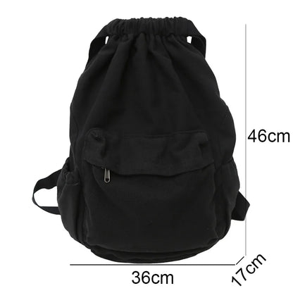 Girl Drawstring Canvas School Bag Cool White Women Travel Backpack Female Trendy Book Bag Ladies Laptop College Backpack Fashion