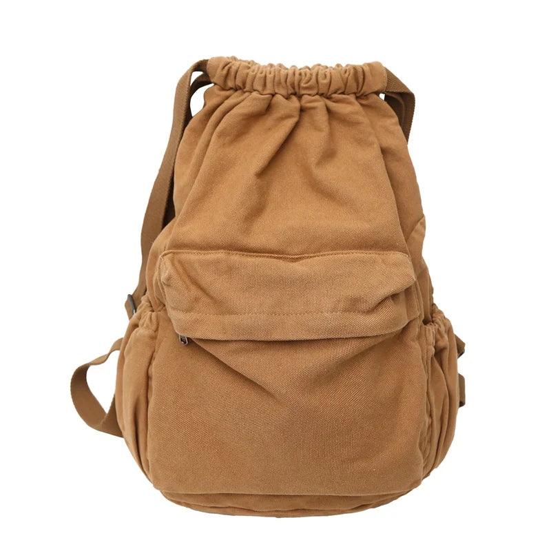 Girl Drawstring Canvas School Bag Cool White Women Travel Backpack Female Trendy Book Bag Ladies Laptop College Backpack Fashion